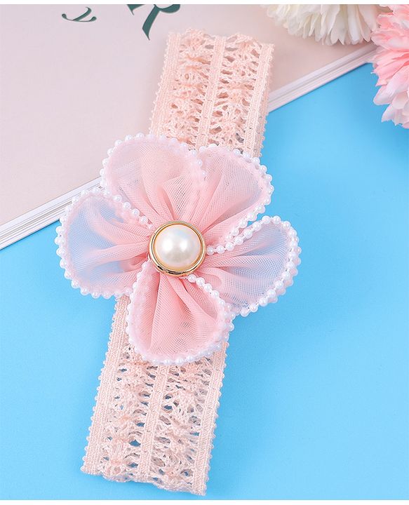 Babyhug Flower & Bead Applique Headband - Beige