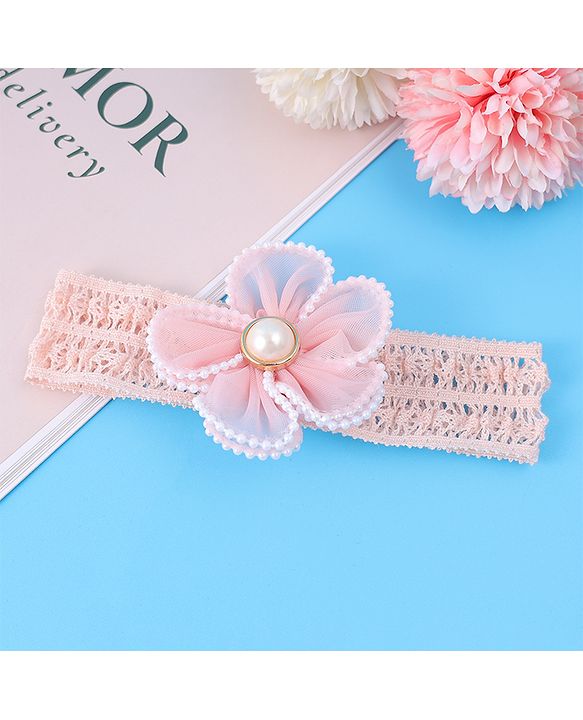 Babyhug Flower & Bead Applique Headband - Beige