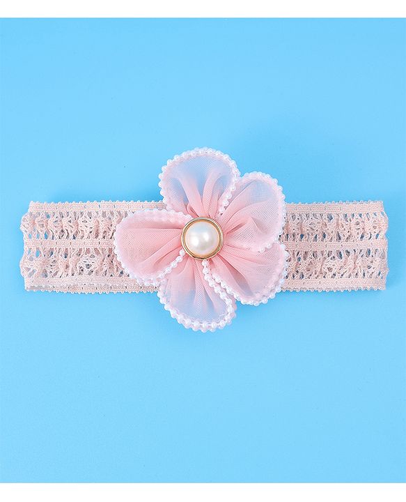 Babyhug Flower & Bead Applique Headband - Beige