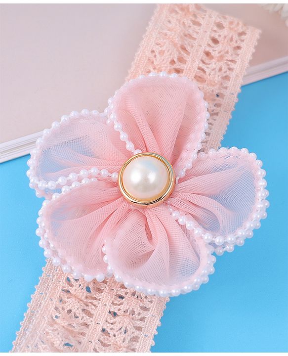 Babyhug Flower & Bead Applique Headband - Beige