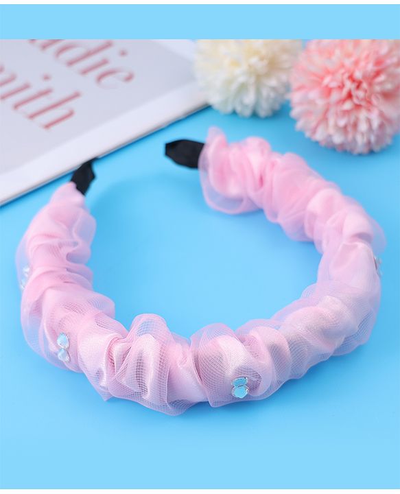 Pine Kids Free Size Hair Band With Rhinestone Detailing - Pink