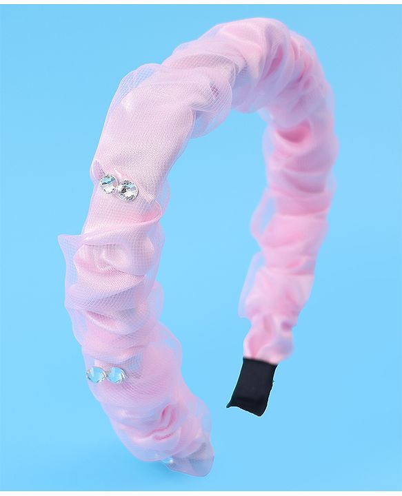 Pine Kids Free Size Hair Band With Rhinestone Detailing - Pink
