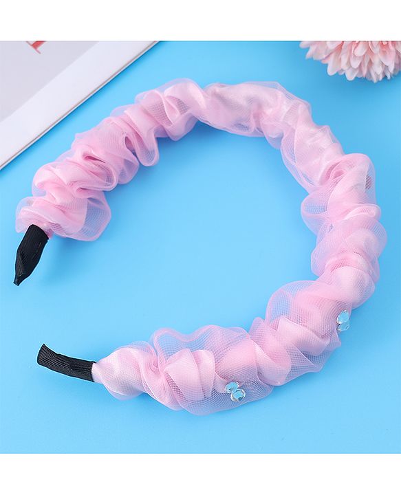 Pine Kids Free Size Hair Band With Rhinestone Detailing - Pink