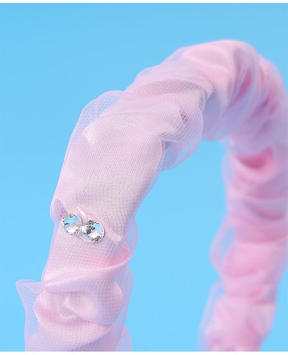 Pine Kids Free Size Hair Band With Rhinestone Detailing - Pink