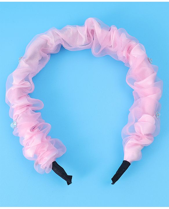 Pine Kids Free Size Hair Band With Rhinestone Detailing - Pink