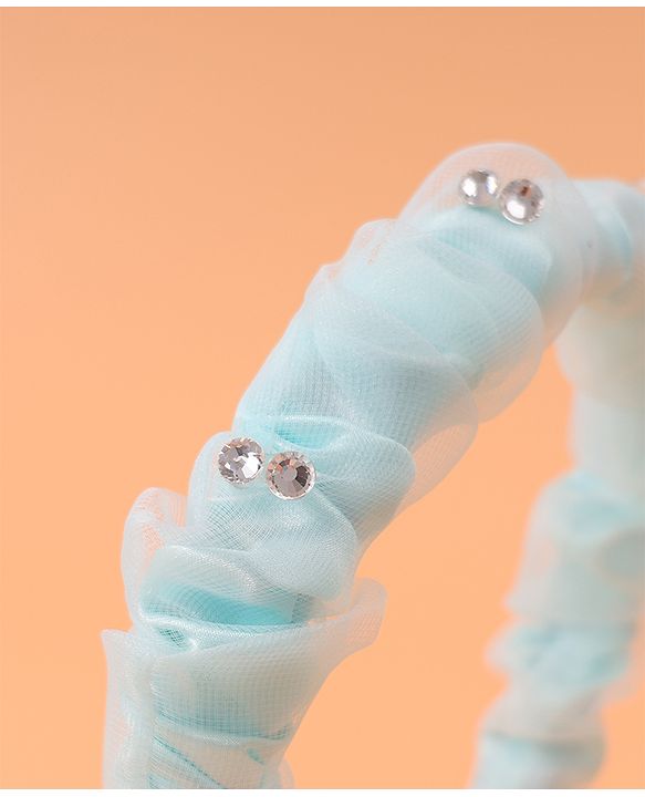 Pine Kids Free Size Hair Band With Rhinestone Detailing - Light Blue