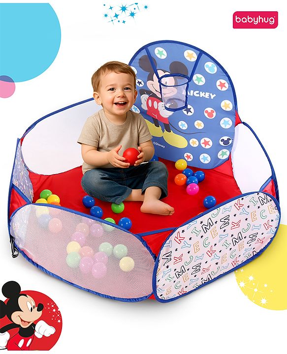 Babyhug Disney Mickey Ball Pool Set With 50 Colourful Balls for Kids |Ball Pit for Kids 2+ Years |Birthday Gift for Kids|BIS Certified