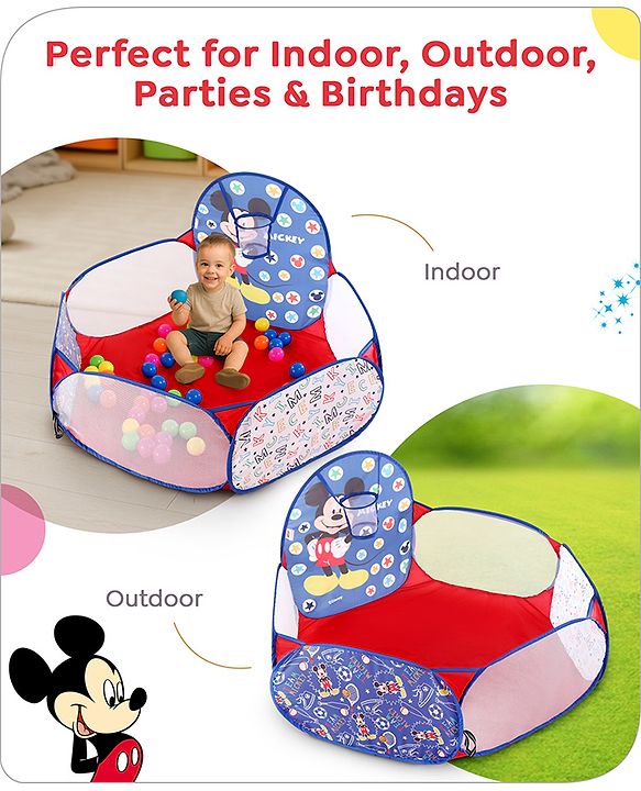 Babyhug Disney Mickey Ball Pool Set With 50 Colourful Balls for Kids |Ball Pit for Kids 2+ Years |Birthday Gift for Kids|BIS Certified