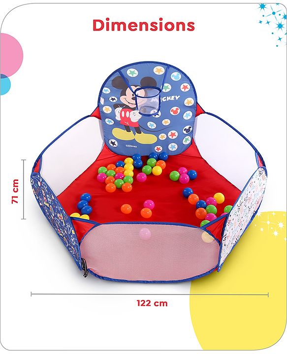 Babyhug Disney Mickey Ball Pool Set With 50 Colourful Balls for Kids |Ball Pit for Kids 2+ Years |Birthday Gift for Kids|BIS Certified