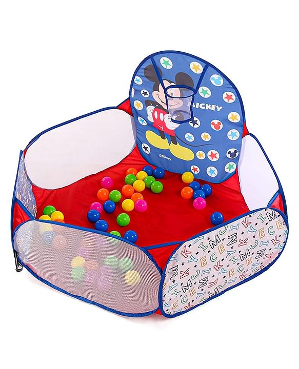 Babyhug Disney Mickey Ball Pool Set With 50 Colourful Balls for Kids |Ball Pit for Kids 2+ Years |Birthday Gift for Kids|BIS Certified