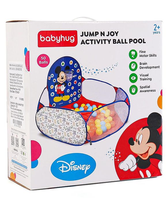 Babyhug Disney Mickey Ball Pool Set With 50 Colourful Balls for Kids |Ball Pit for Kids 2+ Years |Birthday Gift for Kids|BIS Certified