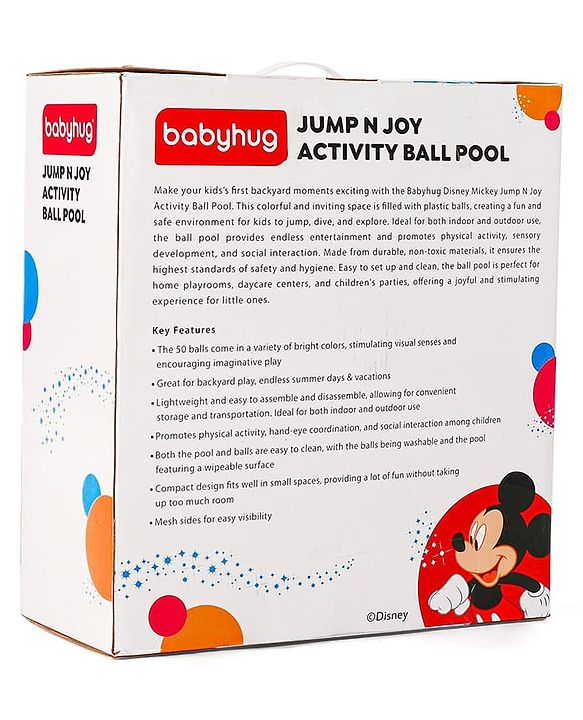Babyhug Disney Mickey Ball Pool Set With 50 Colourful Balls for Kids |Ball Pit for Kids 2+ Years |Birthday Gift for Kids|BIS Certified