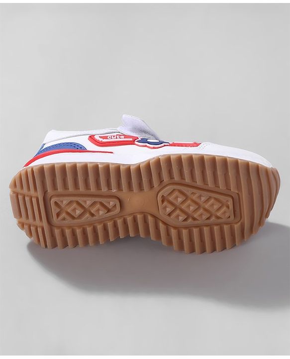 Cute Walk by Babyhug Sneaker with Velcro Closure Floral Applique - White & Royal Blue