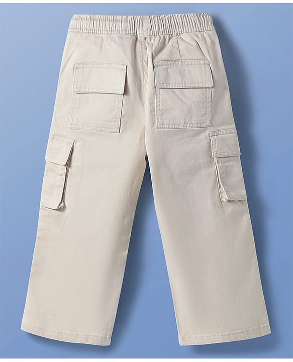 Pine Kids Cotton Woven Full Length  Trouser with Pockets - Beige