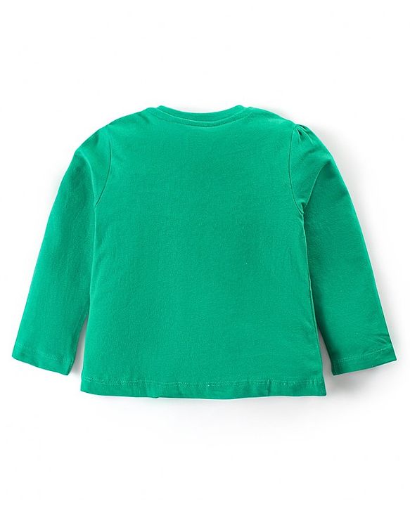 Babyhug Cotton Knit Full Sleeves Night Suit with Heart Print - Green
