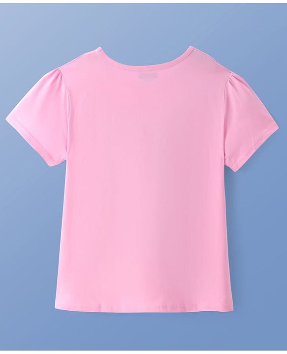 Pine Kids Cotton Knit Half Sleeves Night Suit With Text Print - Light Pink & Blue