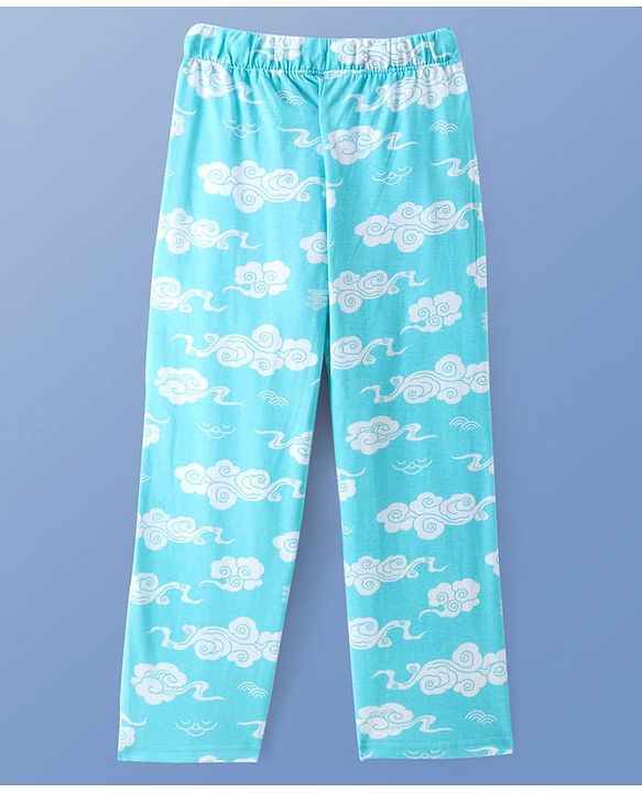 Pine Kids Cotton Knit Half Sleeves Night Suit With Text Print - Light Pink & Blue