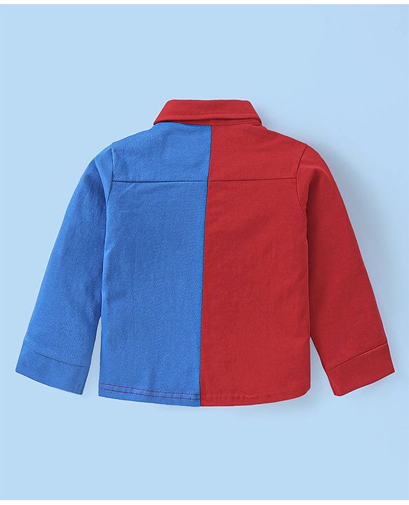 Babyhug Marvel Single Jersey Cotton Knit Full Sleeves Spider-man Graphics and Pocket Detailing Shirt With T-shirt - Red