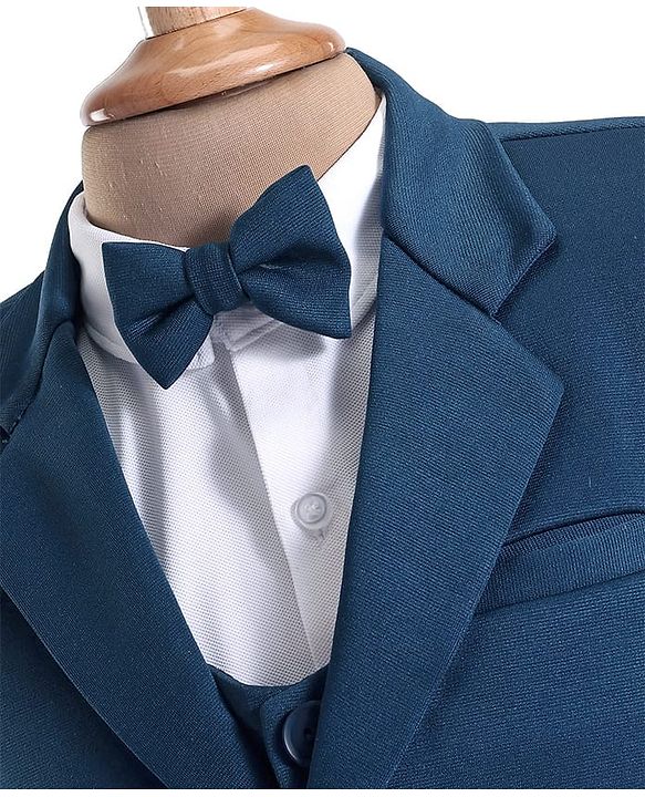 Babyhug Woven Full Sleeves Solid Colour 4 Piece Party Suit - Navy Blue