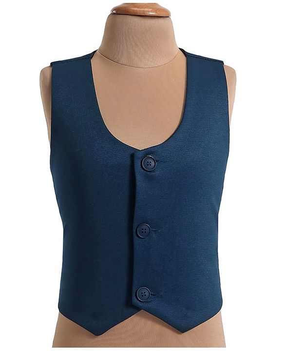 Babyhug Woven Full Sleeves Solid Colour 4 Piece Party Suit - Navy Blue