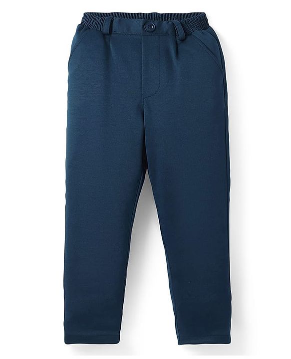 Babyhug Woven Full Sleeves Solid Colour 4 Piece Party Suit - Navy Blue