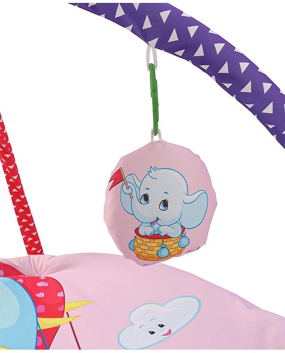 Babyhug Play Gym with Hanging Toys|Elephant on Air Balloon Theme Soft Activity Play Mat|Portable & Easy to Carry with Detachable Toys|2+ Months|Motor Skill Development |Ideal for gifting|BIS