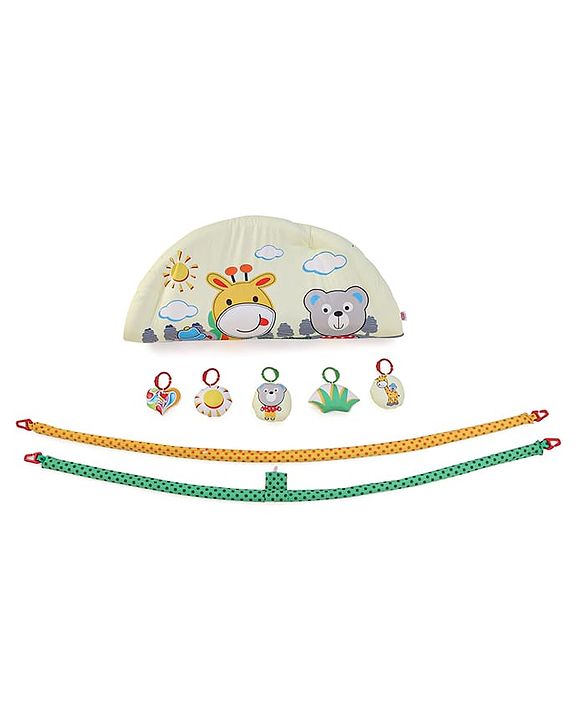 Babyhug Play Gym with Hanging Toys|Elephant on Air Balloon Theme Soft Activity Play Mat|Portable & Easy to Carry with Detachable Toys|2+ Months|Motor Skill Development |Ideal for gifting|BIS