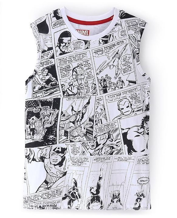 Pine Kids Marvel Terry Twofer Full Sleeve Shirt and Sleeveless T-Shirt Set With Spiderman Graphics and Pocket Detailing - Navy Red & White