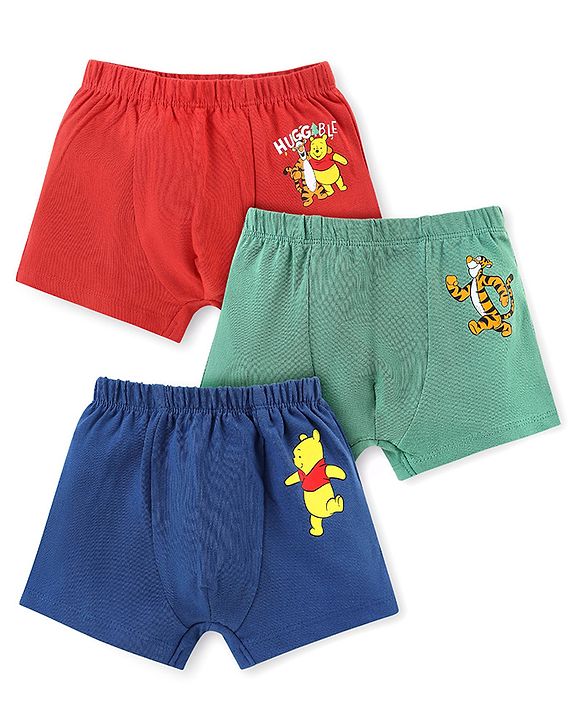Babyhug Disney Cotton Lycra Trunks with Mickey Mouse Graphic Pack of 3 - Blue Yellow & White main image 0