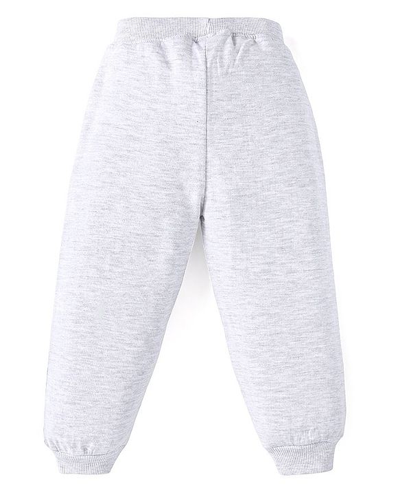 Babyhug Terry Knit Full Sleeves T-Shirt & Lounge Pant Set with Text & Bear Print - Royal Blue & Grey