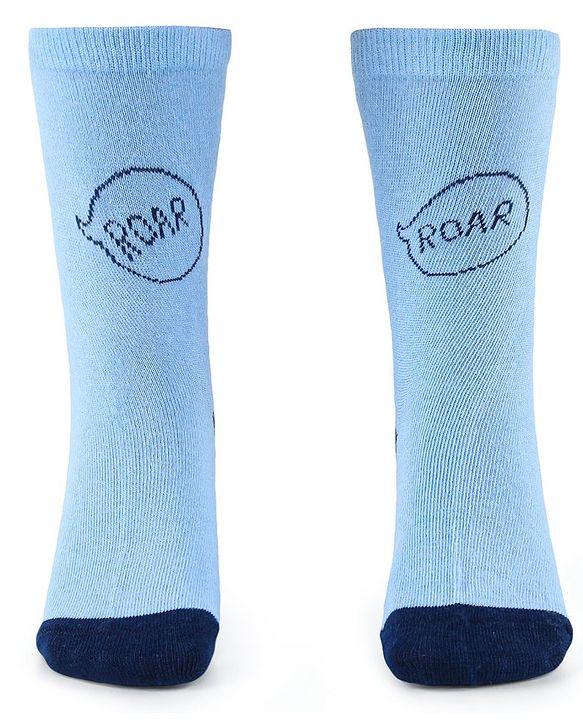 Cute Walk by Babyhug Anti-Bacterial Ankle Length Socks with Stripes & Lion Design Pack of 5 - Blue