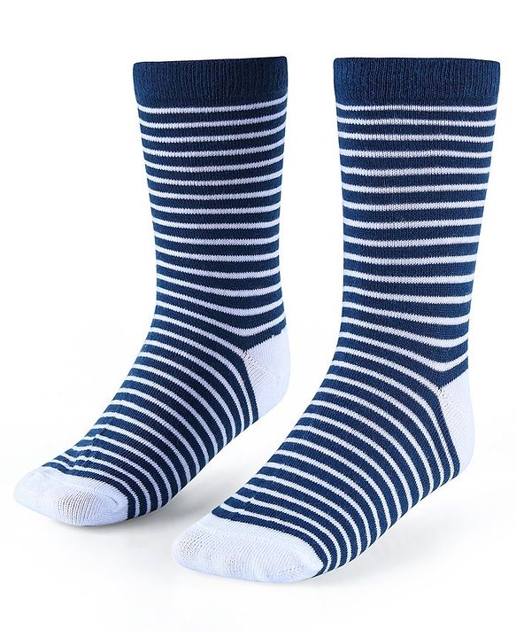 Cute Walk by Babyhug Anti-Bacterial Ankle Length Socks with Stripes & Lion Design Pack of 5 - Blue