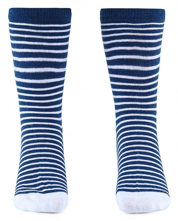 Cute Walk by Babyhug Anti-Bacterial Ankle Length Socks with Stripes & Lion Design Pack of 5 - Blue