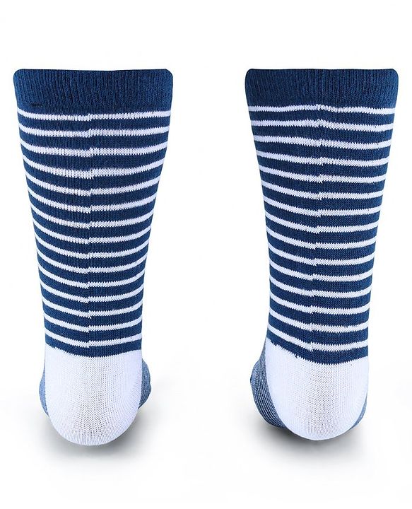 Cute Walk by Babyhug Anti-Bacterial Ankle Length Socks with Stripes & Lion Design Pack of 5 - Blue