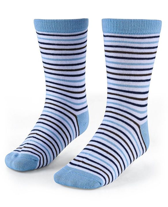Cute Walk by Babyhug Anti-Bacterial Ankle Length Socks with Stripes & Lion Design Pack of 5 - Blue