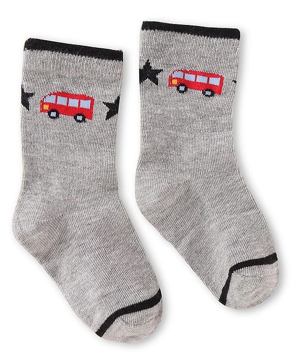 Cute Walk by Babyhug Knit Ankle Length Anti Bacterial Socks with Car Design Pack of 3 - Yellow Blue & Grey
