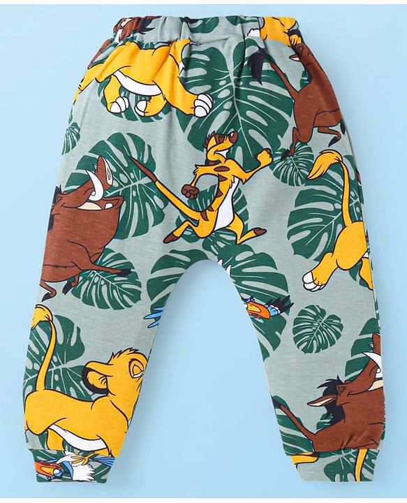 Babyhug Disney Interlock Knit Full Length Diaper Leggings With The Lion King Graphics Pack of 3 - Grey White & Yellow