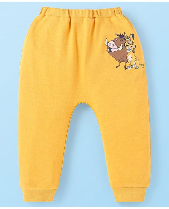 Babyhug Disney Interlock Knit Full Length Diaper Leggings With The Lion King Graphics Pack of 3 - Grey White & Yellow