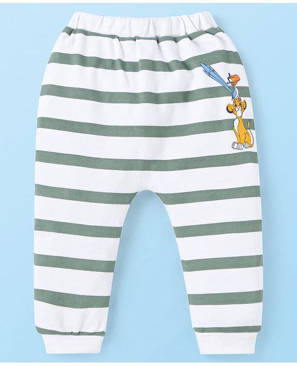 Babyhug Disney Interlock Knit Full Length Diaper Leggings With The Lion King Graphics Pack of 3 - Grey White & Yellow