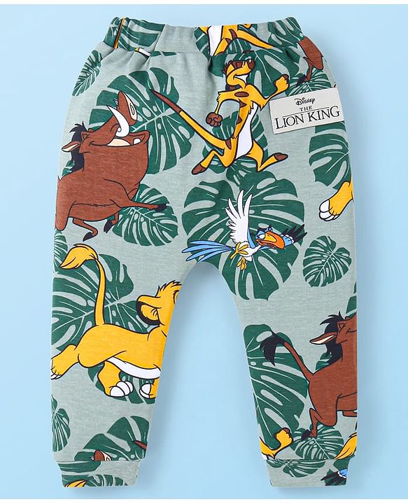 Babyhug Disney Interlock Knit Full Length Diaper Leggings With The Lion King Graphics Pack of 3 - Grey White & Yellow