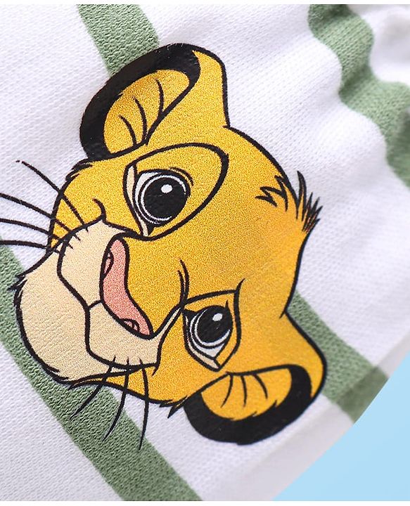 Babyhug Interlock Knit Mittens and Booties With Lion King Print - White