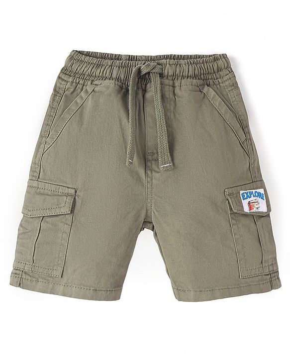 Babyhug Twill Woven Knee Length Bermuda With Patch Detailing - Olive