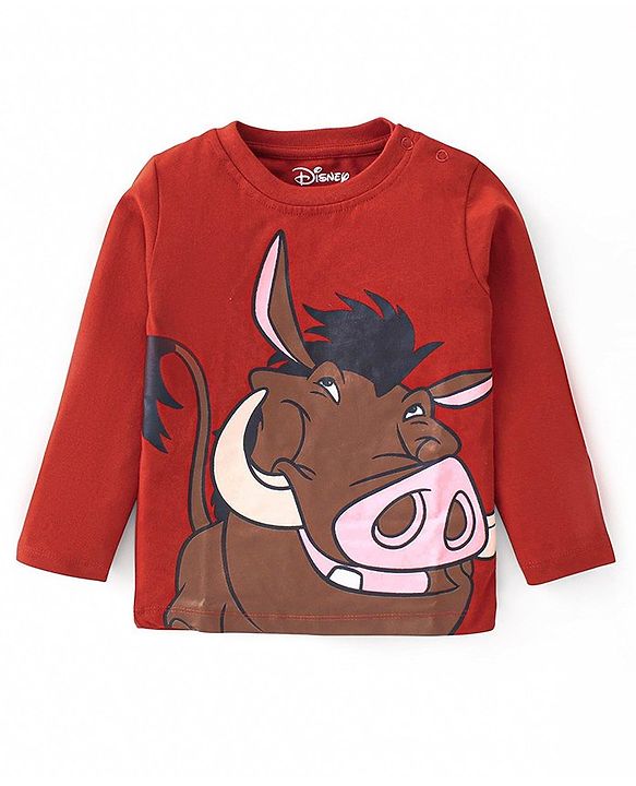 Babyhug Disney Single Jersey Knit Full Sleeves T-Shirts Lion King Graphics Pack of 3 - Beige Red & Yellow