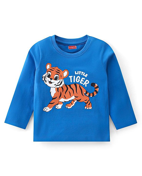 Babyhug Cotton Knit Full Sleeve Night Suit with Animals Print - Blue