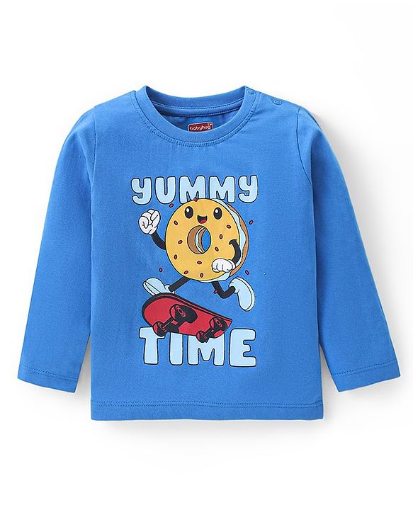 Babyhug Cotton Knit Full Sleeves Night Suit Skaters Print - Blue