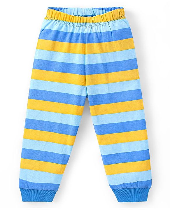 Babyhug Cotton Knit Full Sleeves Night Suit Skaters Print - Blue