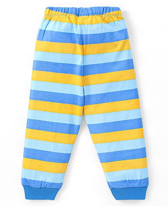 Babyhug Cotton Knit Full Sleeves Night Suit Skaters Print - Blue