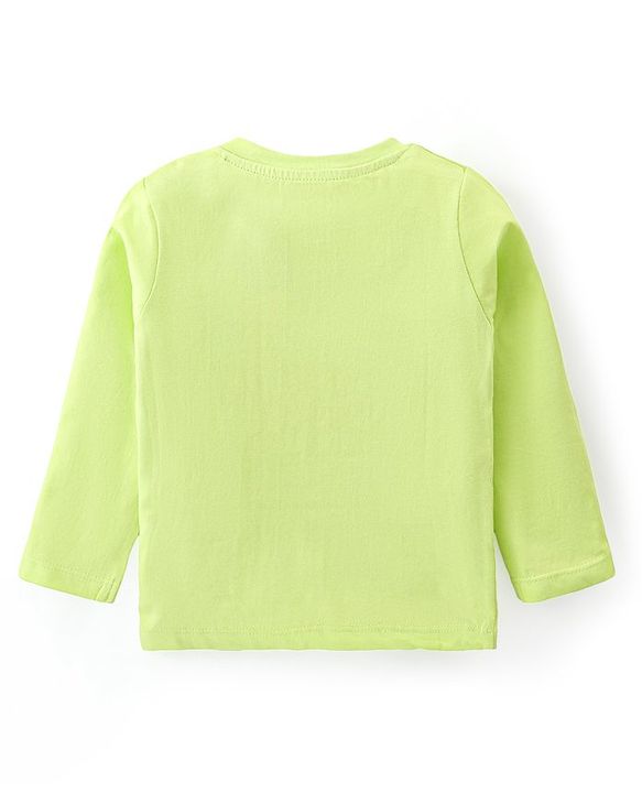 Babyhug Cotton Knit Full Sleeves Crocodile & Bear Printed Night Suit - Light Green