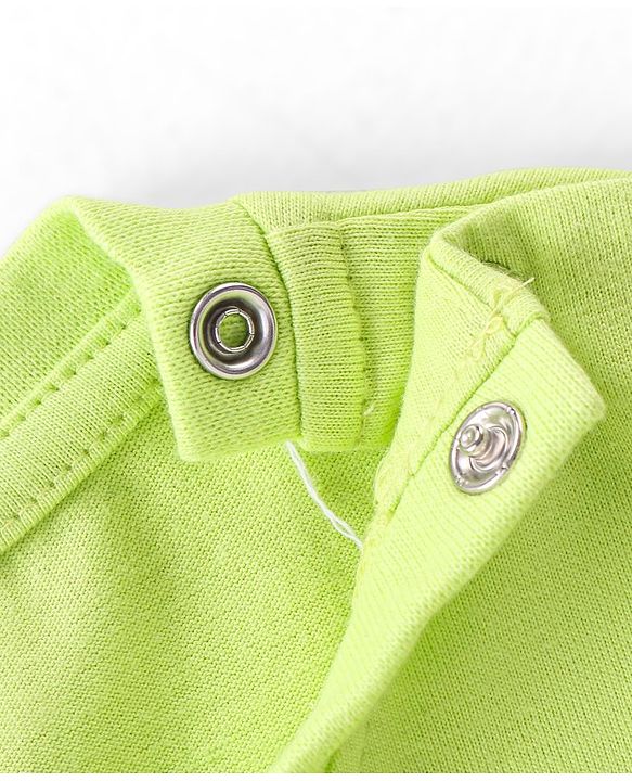 Babyhug Cotton Knit Full Sleeves Crocodile & Bear Printed Night Suit - Light Green