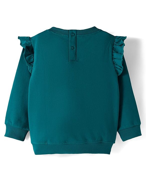 Babyhug Cotton Knit Full Sleeves Sweatshirts With Floral & Deer Print Pack of 2 - Purple & Teal Blue